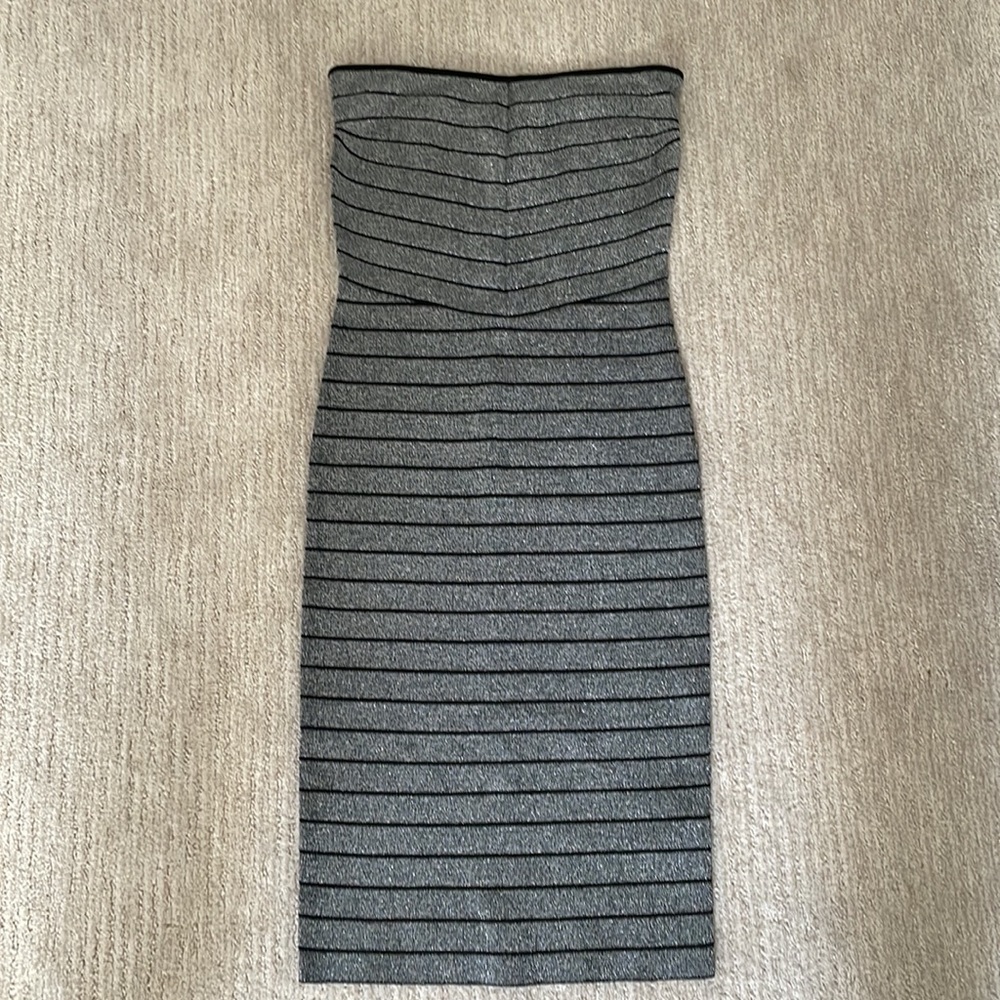 Reiss metallic striped knit midi dress